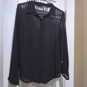 Black Sheer Blouse Long Sleeves